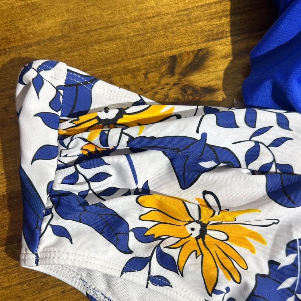 SHEIN Cobalt Blue and White One-Piece Swimsuit - Picture 9 of 9